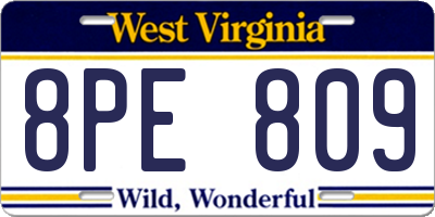 WV license plate 8PE809