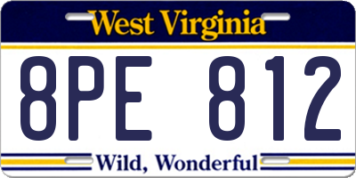 WV license plate 8PE812