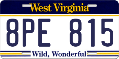 WV license plate 8PE815