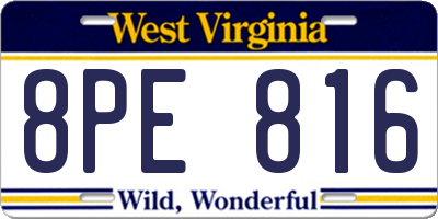 WV license plate 8PE816