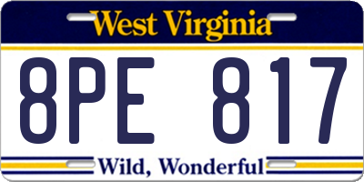 WV license plate 8PE817