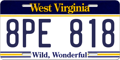 WV license plate 8PE818