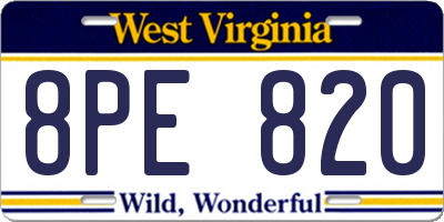 WV license plate 8PE820