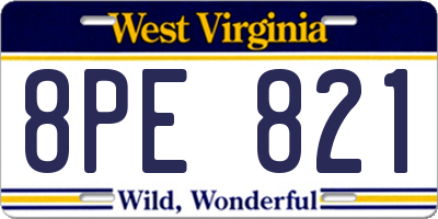 WV license plate 8PE821