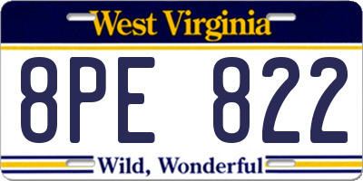 WV license plate 8PE822