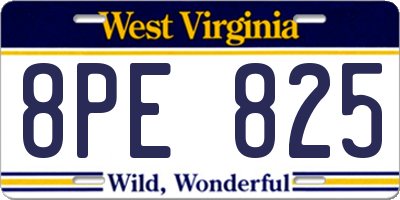 WV license plate 8PE825