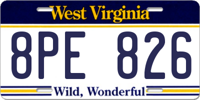 WV license plate 8PE826