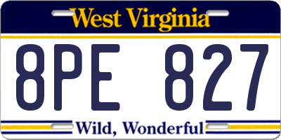 WV license plate 8PE827