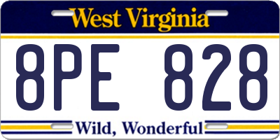 WV license plate 8PE828