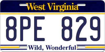 WV license plate 8PE829
