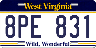 WV license plate 8PE831
