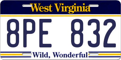 WV license plate 8PE832