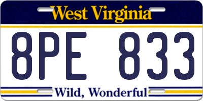 WV license plate 8PE833