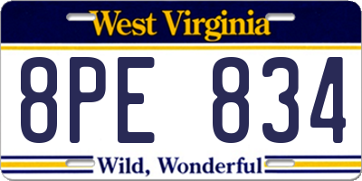WV license plate 8PE834