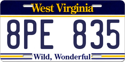 WV license plate 8PE835