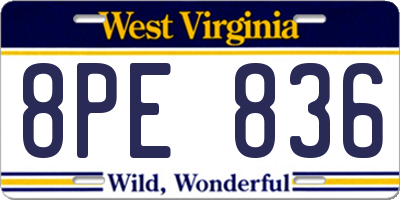 WV license plate 8PE836