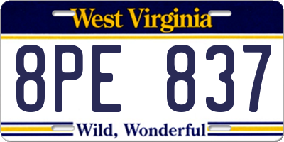 WV license plate 8PE837