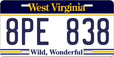 WV license plate 8PE838