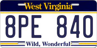 WV license plate 8PE840