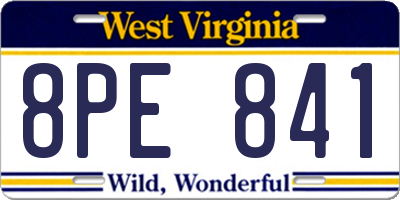 WV license plate 8PE841