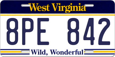 WV license plate 8PE842