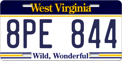 WV license plate 8PE844
