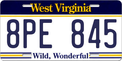 WV license plate 8PE845