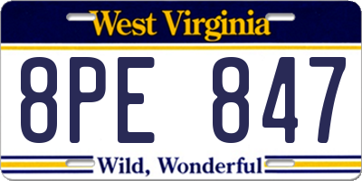 WV license plate 8PE847