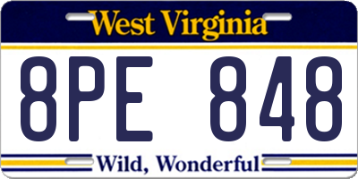 WV license plate 8PE848