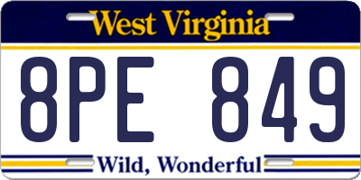 WV license plate 8PE849