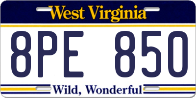 WV license plate 8PE850