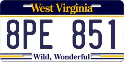 WV license plate 8PE851