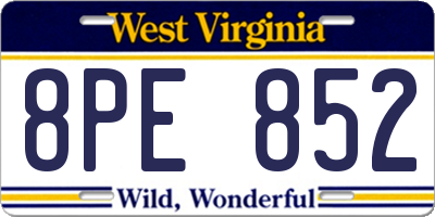 WV license plate 8PE852
