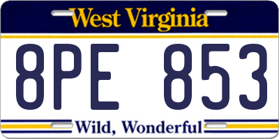 WV license plate 8PE853