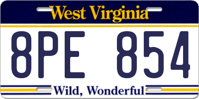 WV license plate 8PE854