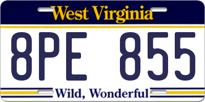 WV license plate 8PE855