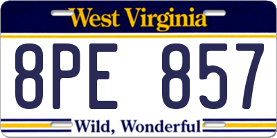 WV license plate 8PE857