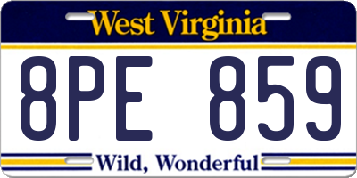 WV license plate 8PE859