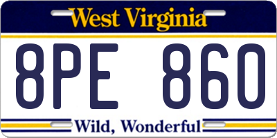 WV license plate 8PE860