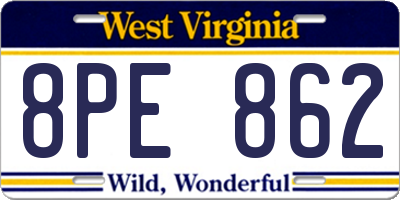 WV license plate 8PE862
