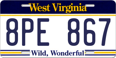 WV license plate 8PE867