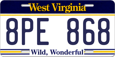 WV license plate 8PE868
