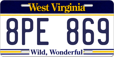 WV license plate 8PE869