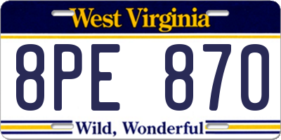 WV license plate 8PE870