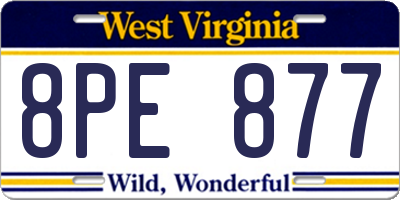 WV license plate 8PE877