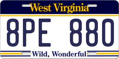 WV license plate 8PE880