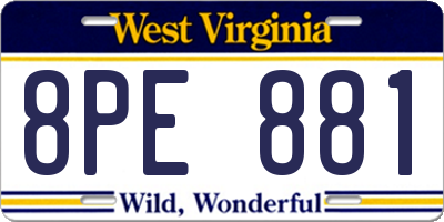 WV license plate 8PE881