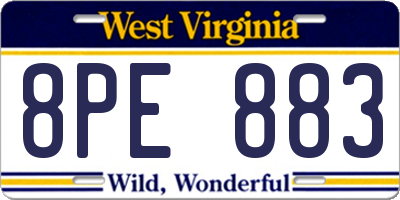 WV license plate 8PE883