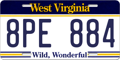 WV license plate 8PE884