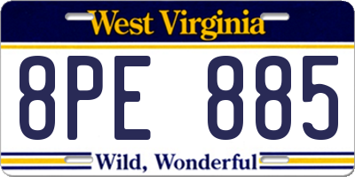WV license plate 8PE885